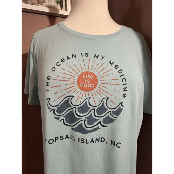 Life is Good Crusher Lite Tee Topsail Island Womens XL The Ocean Is My Medicine - Picture 2 of 9
